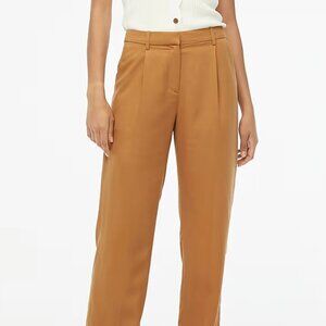 J. Crew Drapey wide leg pleated twill trouser Size Petite 12 Light Brown NWT